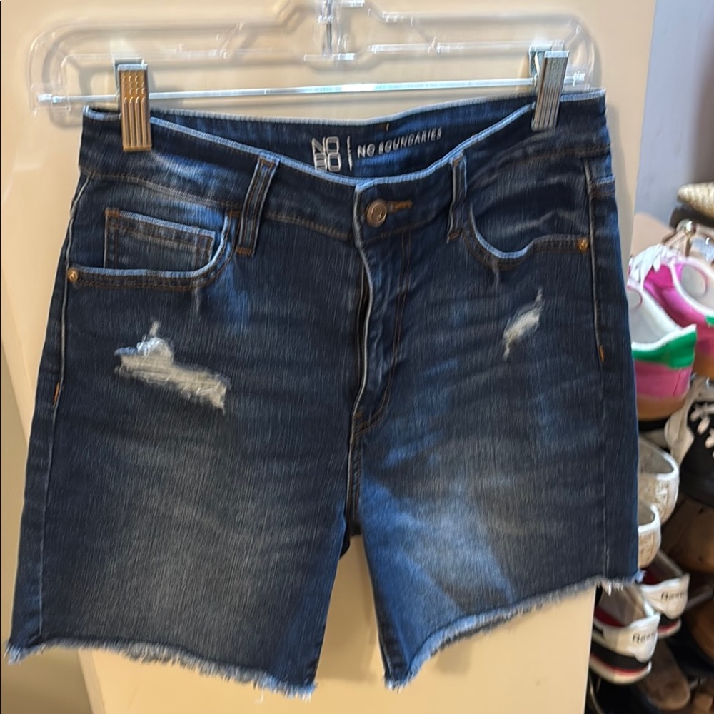No Boundaries Blue Distressed Jean Shorts